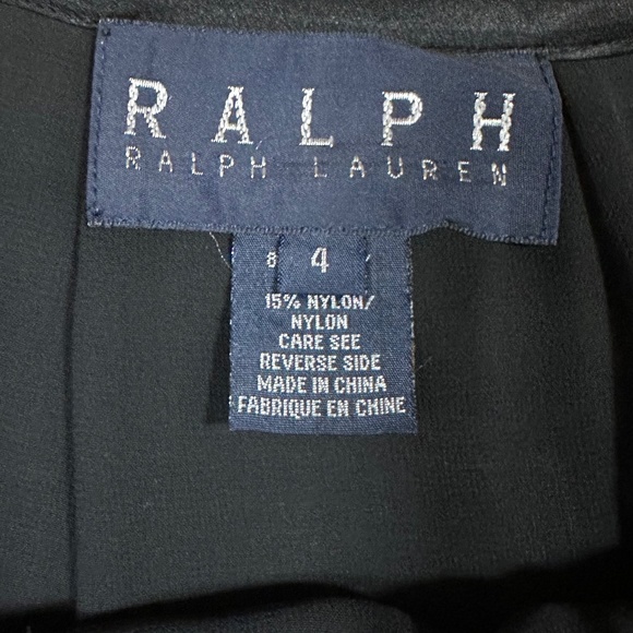 Vintage Ralph Ralph Lauren Long Black Wool Skirt with Silk Piping Size 4 - Picture 5 of 12